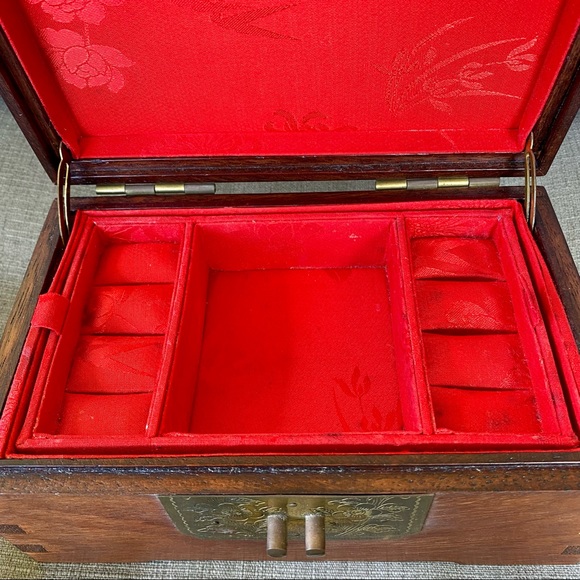 Vintage Wooden Brass Ornate Jewelry Box - Picture 4 of 16